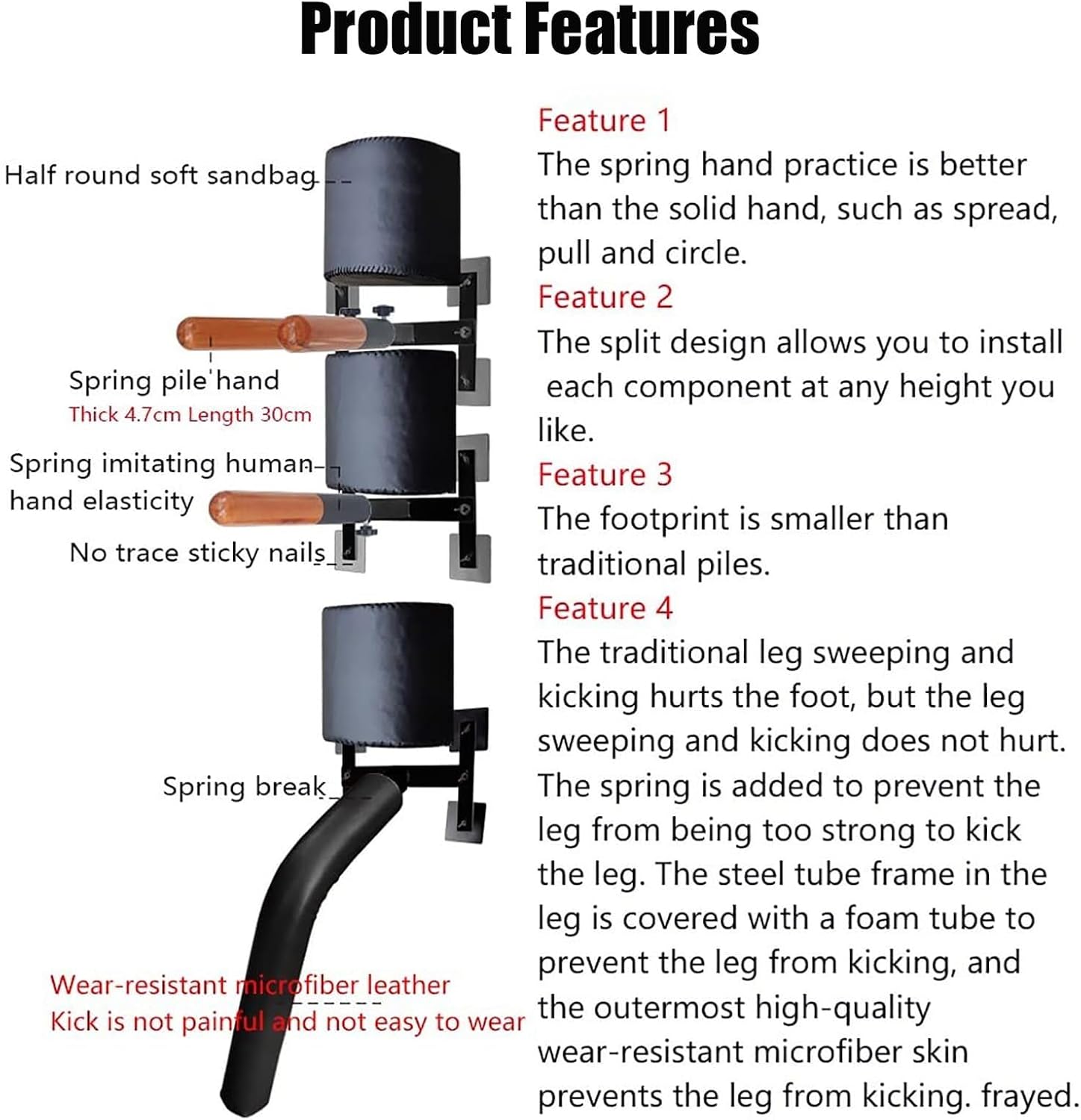 Wall-Mounted Multifunction Hand Shape Practice Device, Wing Chun Wooden Dummy, Martial Arts Spring Pile Device