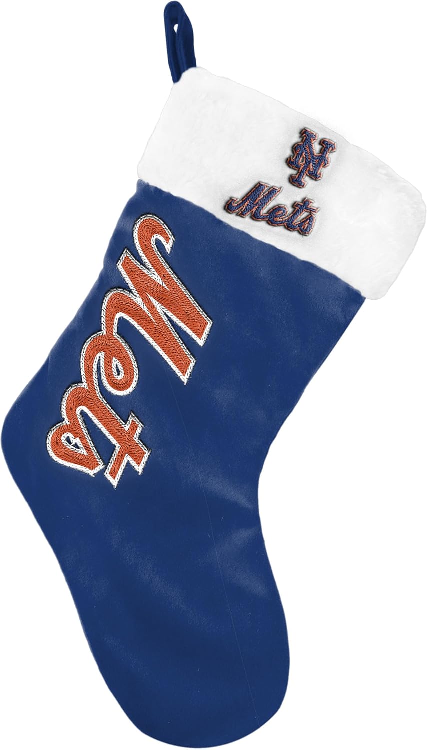 FOCO MLB Official Primary Logo Wordmark Christmas Holiday Stocking Decoration Ornament (New York Mets)