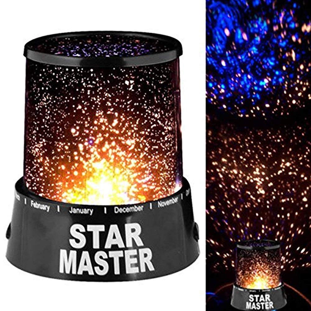 DeeaboRomantic LED Starry Night Sky Projector Lamp, Kids Gift Star Light Novelty Lamp USB Night Light Atmosphere Light Desktop Light Bedside Lamp for Wedding Christmas Home Party Bar Display, Black