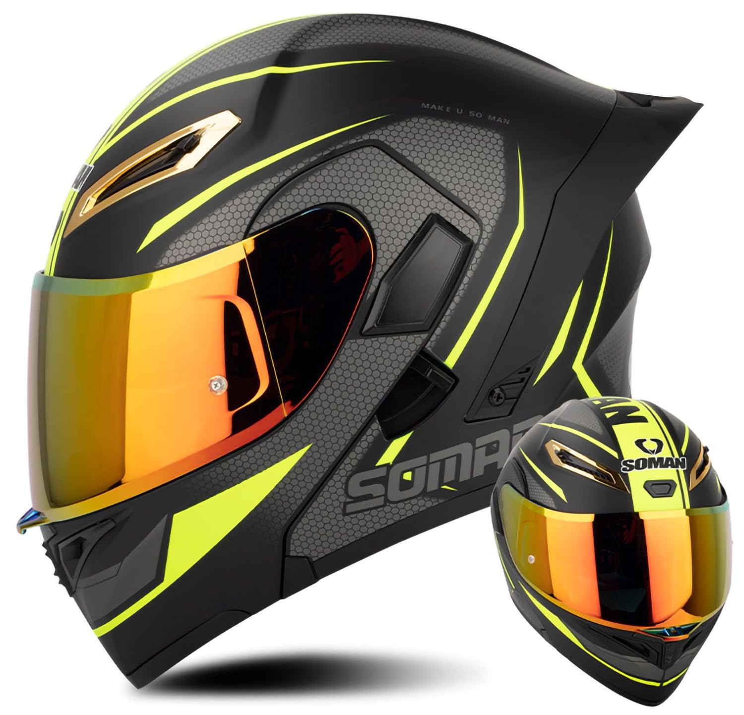 Casque moto modulaire anti-buée avec double visière solaire intégrée