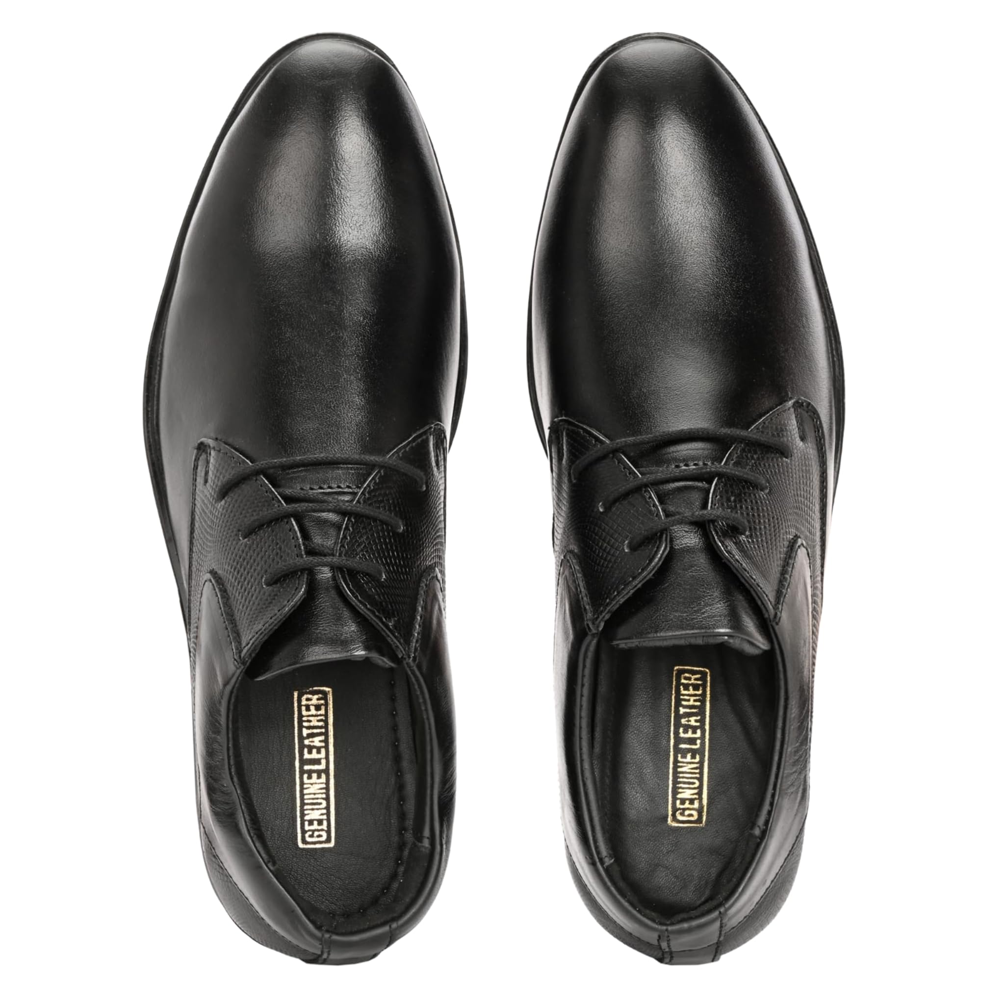 v h enterprises Men’s Formal Leather Shoes | Black Lace-Up Derby Style with Textured Panel | Office & Business Wear | Comfortable & Durable Footwear-picture-21