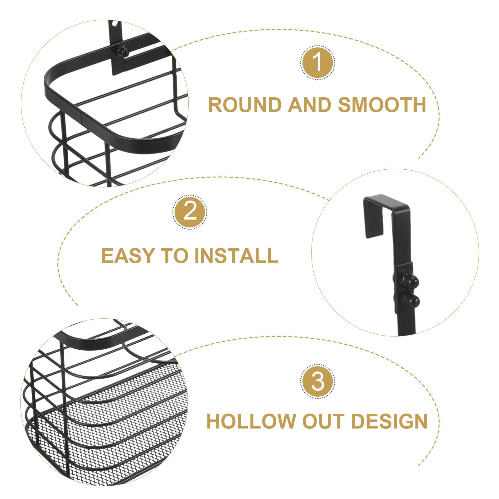 PACKOVE Soporte para Secador de Pelo para Puerta, Organizador de Herramientas para Peinar el Cabello, Negro, Hierro, sin Perforaciones, Ligero, para Baño