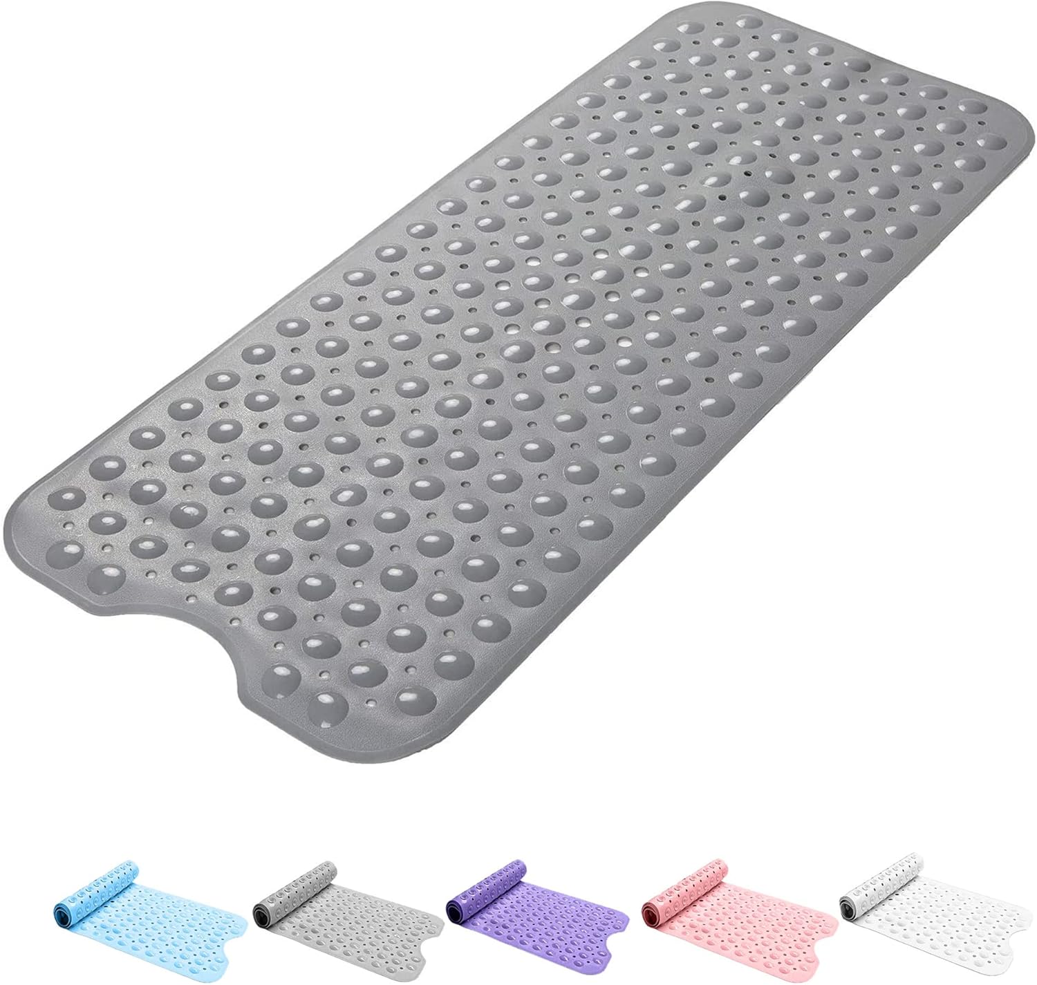 Bath Mat Non Slip Anti Mould 100x40cm - Extra Large Shower Mats with Suction Cups and Drain ...