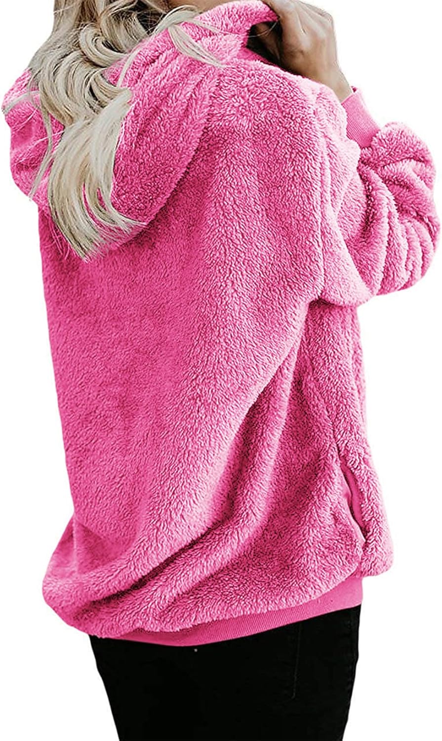 Nirovien Womens Sherpa Jacket Fuzzy Zip Up Hoodie Oversized Fleece Jackets Fluffy Coat with Pockets - Image 2