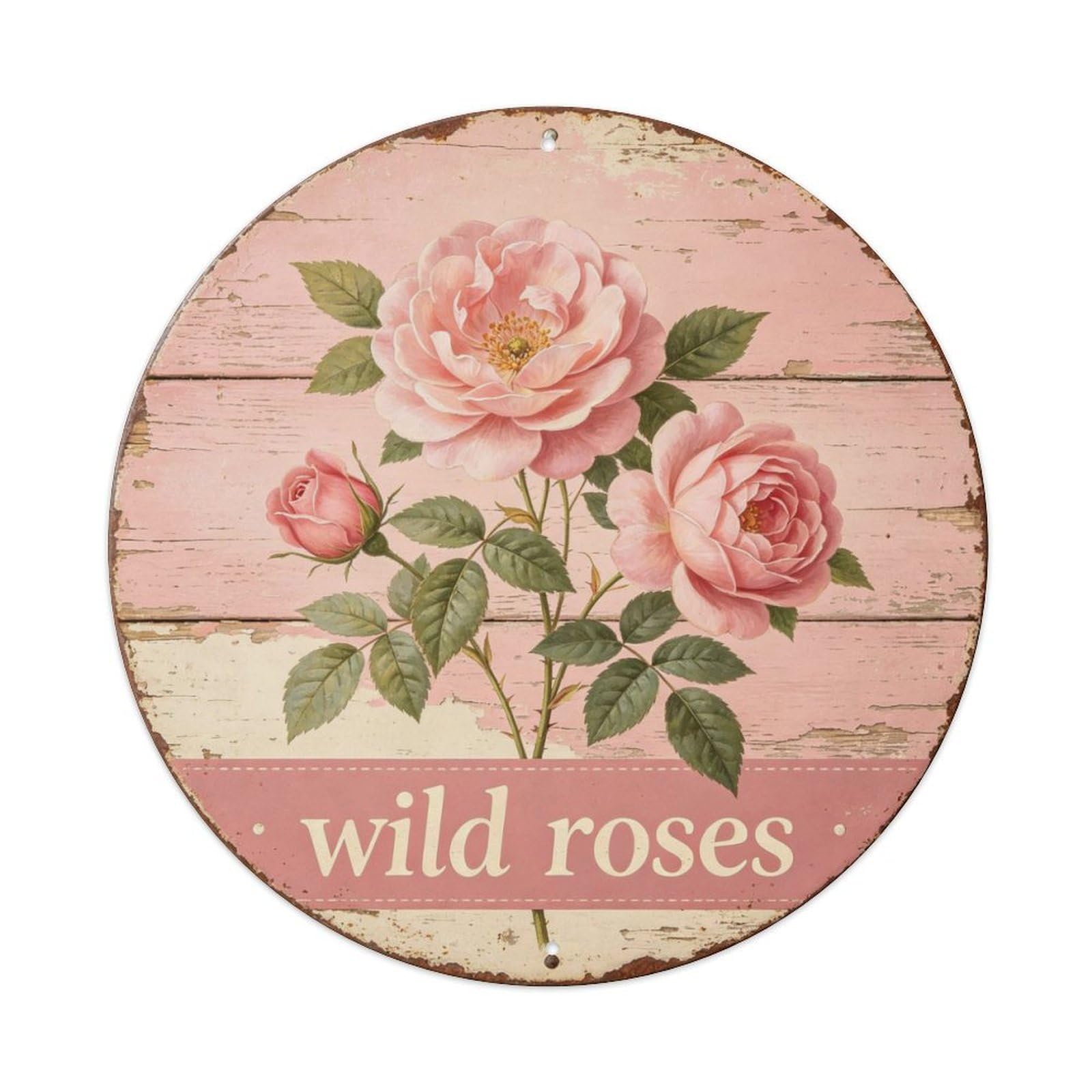 Wild Roses Metal Tin Sign Plaque