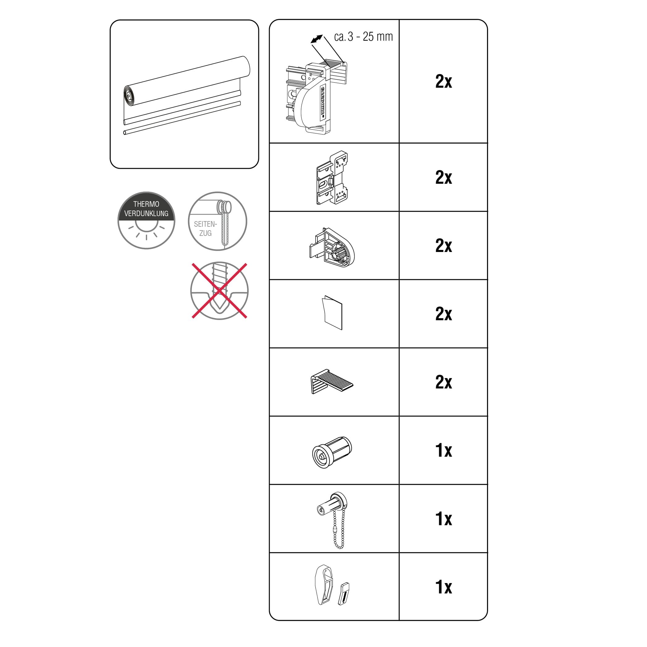 GARDINIA Store Enrouleur Occultant Thermique à Coller ou Clipser, Grande Réflexion de la Lumière, Économie d'Énergie, Opaque, Kit de Montage Inclus, Store Thermique EASYFIX, Ardoise, 90 x 210 cm (LxH)