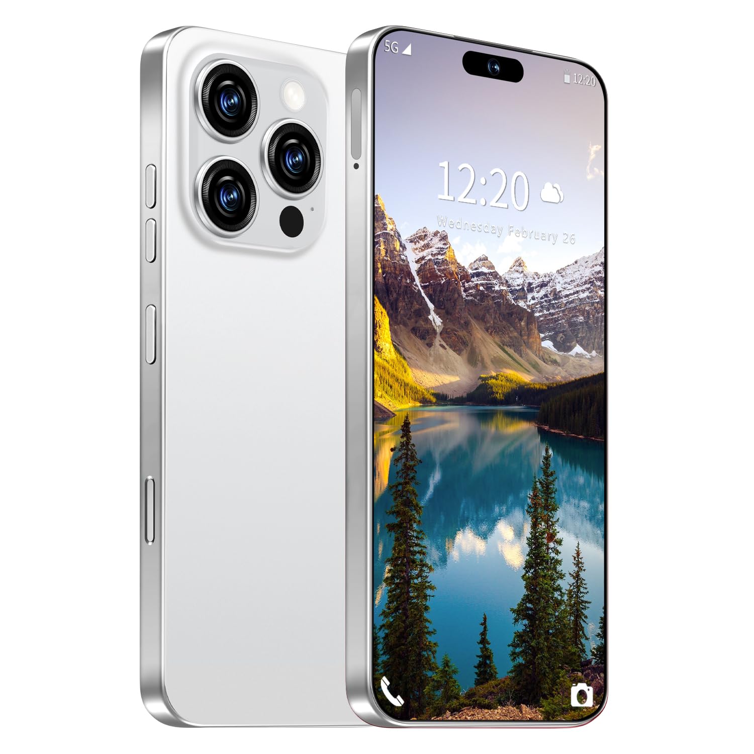 MMY I16 ProMAX Unlocked Cell Phone, 6.99" HD Screen, 8+256GB Android 13, 7000mAh Battery, 5G/Dual SIM/Fingerprint Button Unlock/Photos/Face ID (White)