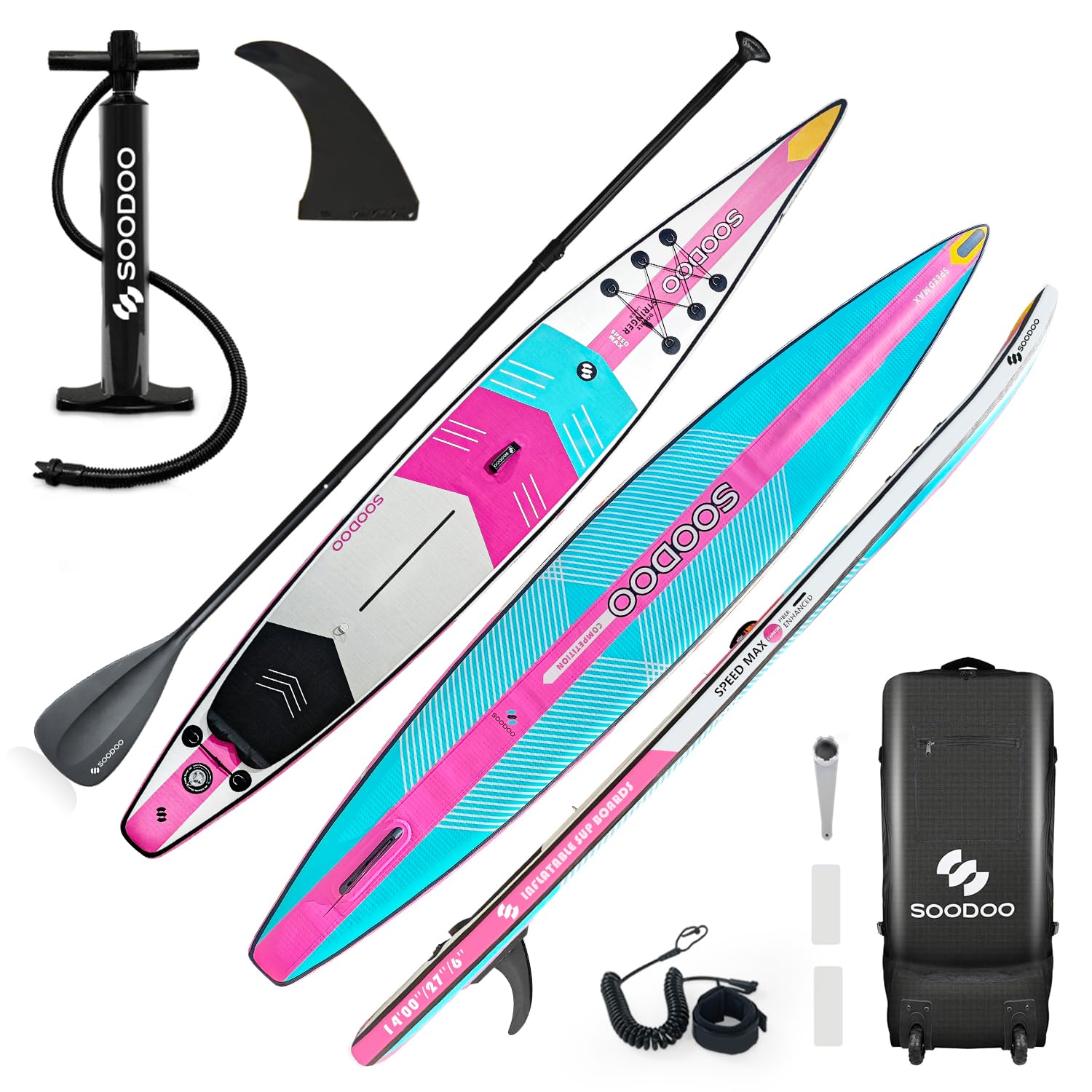 SUDOO 10FT/10.6FT Inflatable Stand Up Paddle Board SUP, Paddle Boards For Adults, Full-EVA Deck, Shoulder Strap, Double-headed Paddle, Lightweight Complete Kit for Beginners Surfing (10.6FT,Purple)