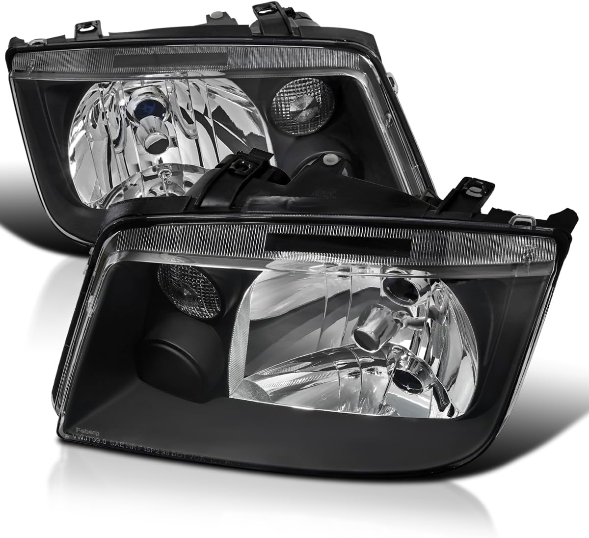SPEC-D TUNING Black Headlights w/o Built-in Fog Lights Compatible with 1999-2005 Volkswagen Jetta Bora Mk4 1999-2005 L+R Pair Head Light Lamp Assembly