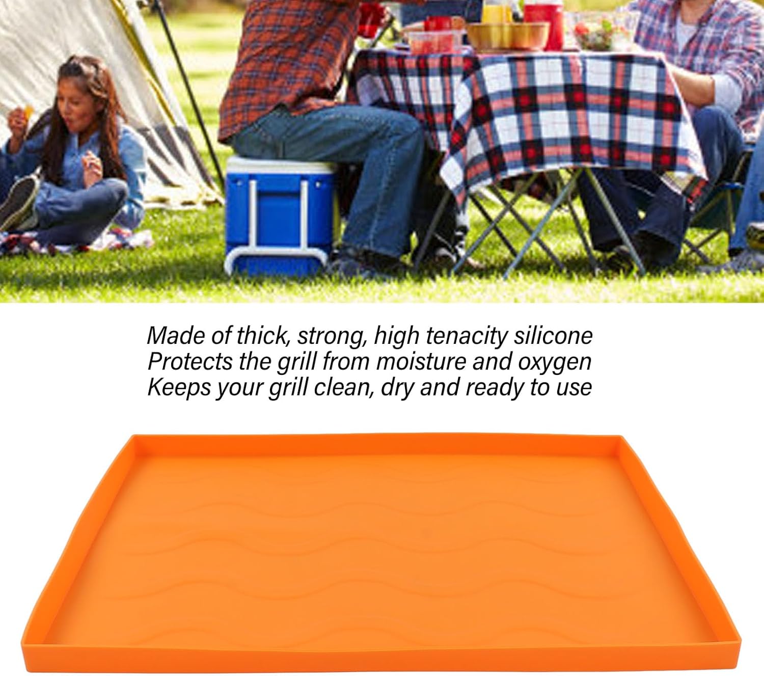 Fafeicy Griddle Protective Mat Cover, Heavy Duty Silicone Grill Mat, Keeps Grill Clean and Ready for Use, Large 70cm for Outdoor Cooking (Medium Orange)