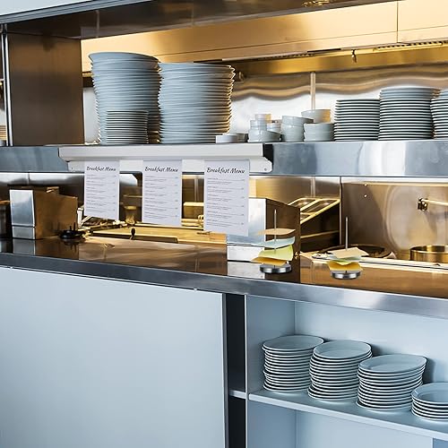 Miniatura 10 de Henoyso Estante de aluminio para cheques deslizantes de 24 pulgadas con 2 soportes para recibos, escritorio de picos para almacenamiento de recibos,