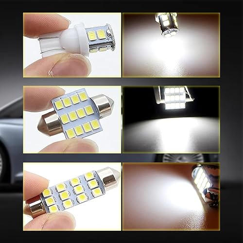 Miniatura 6 de Crynod Juego de 20 luces LED para automóvil, T10 de 1.220 in, 1.654 in, 6000 K, luz de lectura de techo de alto brillo, 500 lm de ancho, luz de