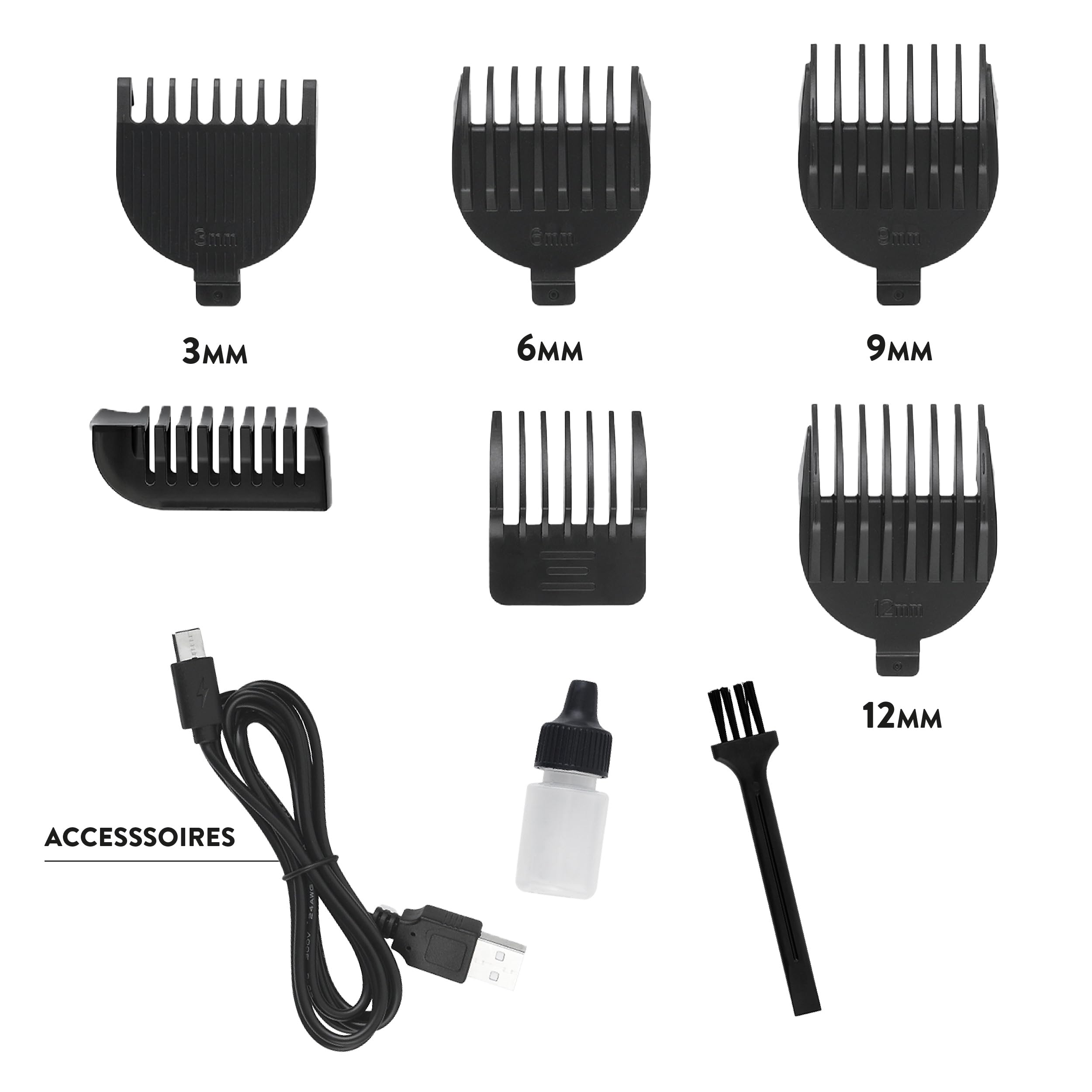Jean Louis David Bartpflege-Set für Herren, 6-in-1 – Haarschneider, Bart, Nase, Ohren, Körper – Klingen aus Edelstahl – Lithium-Ionen-Akku – Sockel zur Aufbewahrung, USB-Ladegerät – Multifunktionsset