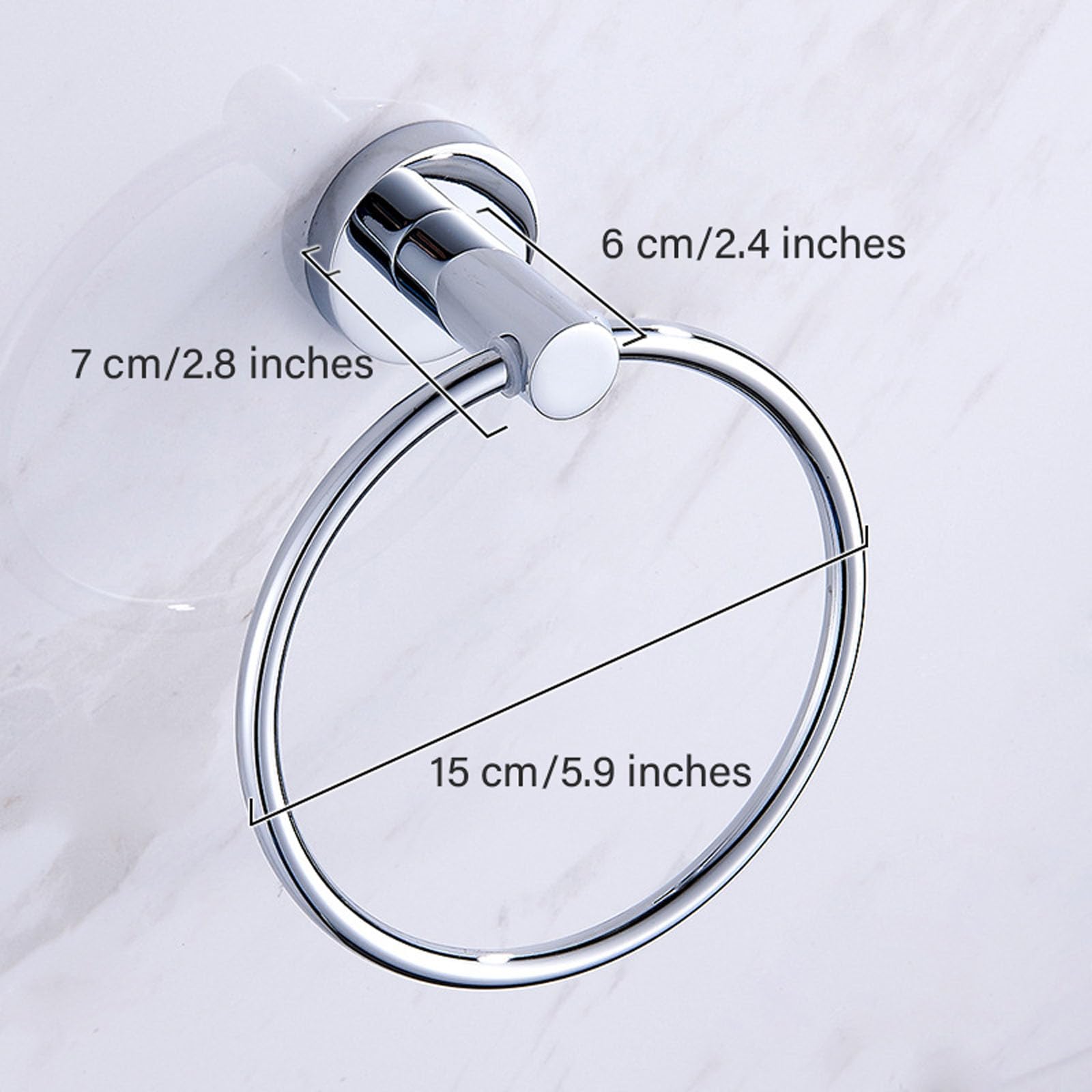 Betadistor Wall Mounted 1x Towel Holder Ring, 1x Toilet Roll Holder, Chrome Toilet Paper Holder and Towel Ring Set - Image 4