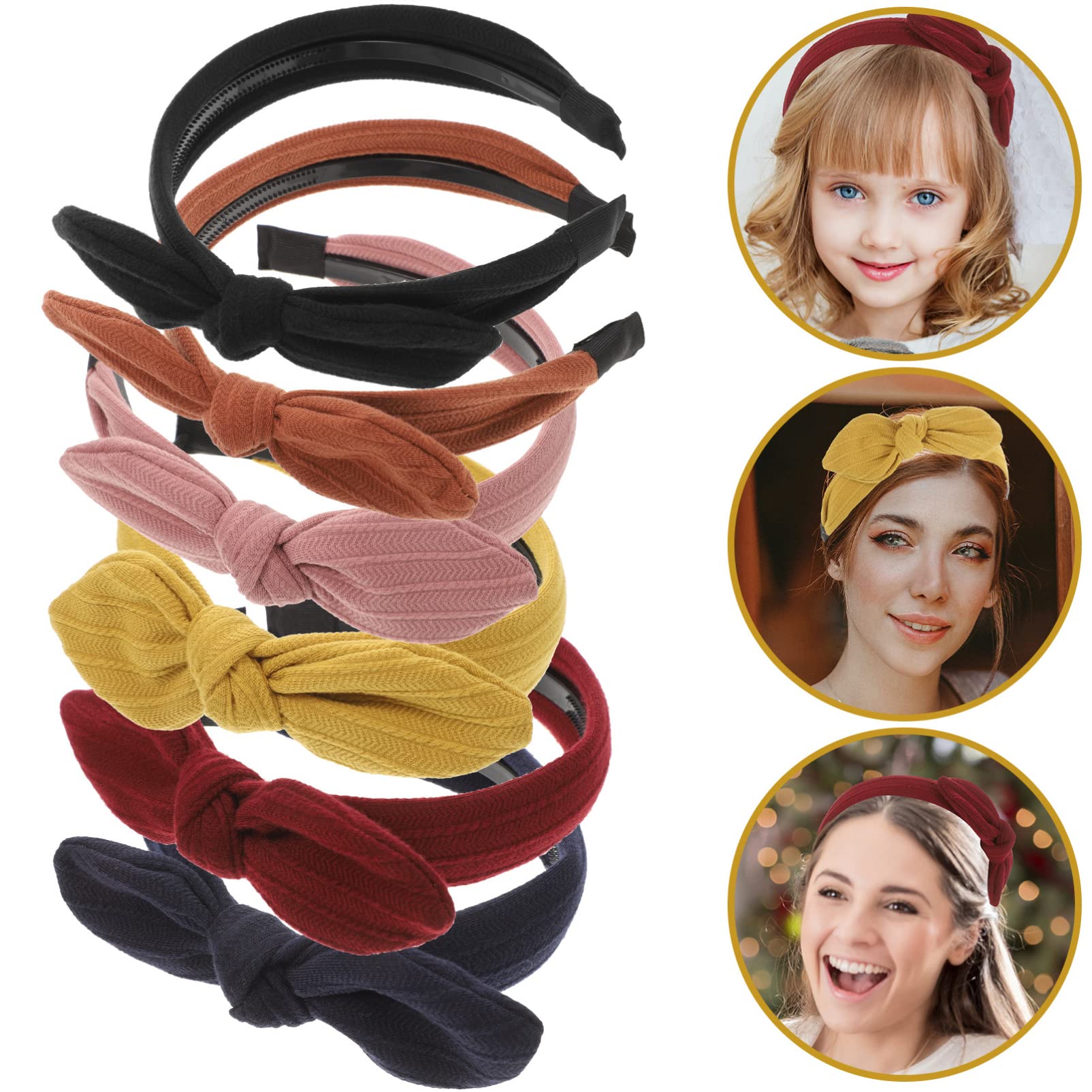 6pezzi Cerchietto Con Nodo Per Donna in Fascia Larga Per Capelli Accessori Autunnali Adatti Per Feste Lavoro e Scuola