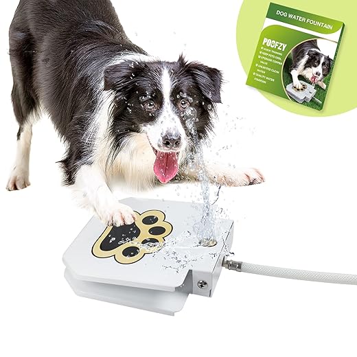 Poofzy Dog Water Fountain Step On, Outdoor Pet Sprinkler Paw Activated Drinking, Water Toys for Dogs, Water Dispenser Come with Upgrade Copper Valve Set, Easy to Use, Fresh Water to Drink