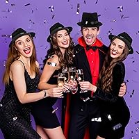 Vista 5 de Xtinmee 48 sombreros de fiesta de gángsters de plástico para caballeros, sombreros de disfraz para adultos de los años 20 para hombres