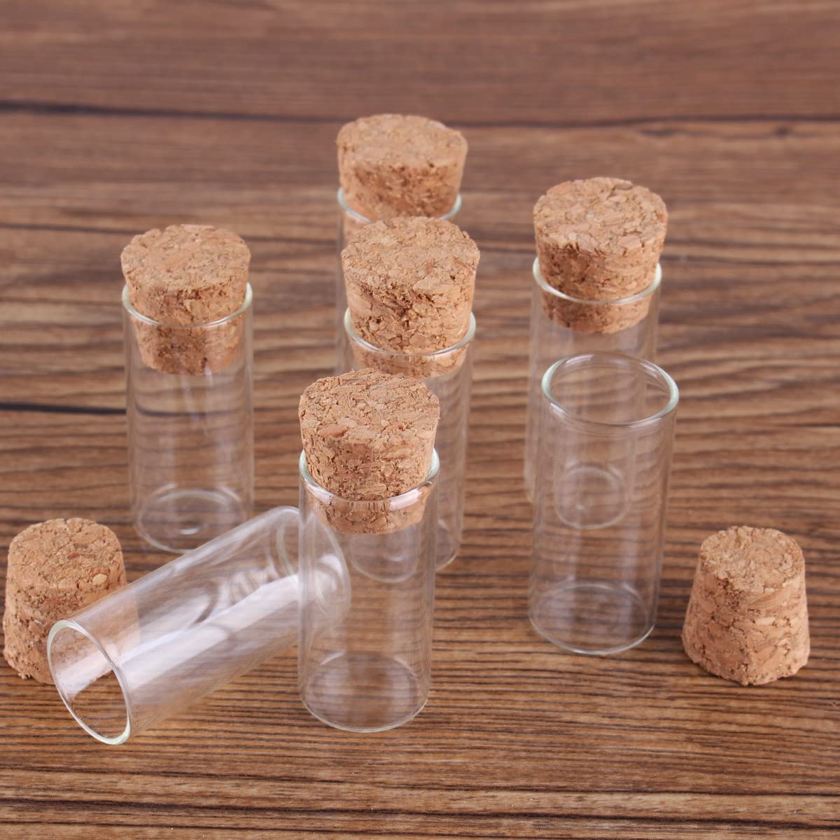 SYLALE 100 Tubos de ensayo de 3 ml y 16 x 35 mm con Tapa de Corcho, frascos de Vidrio, Viales de Vidrio, pequeñas Botellas de Vidrio for Manualidades.