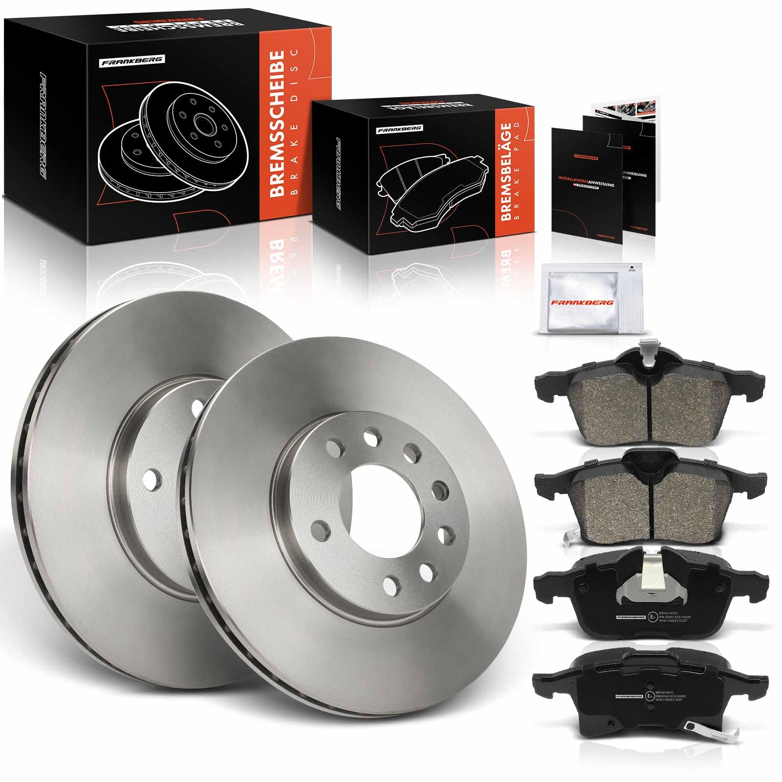 Frankberg Set freni incl. 2x Dischi Freno + 4x Pastiglie dei Freni Anteriore Compatibile con Zafira/Zafira Family B A05 Astra H A04 Astra H Twintop A04 Replace# 93181189