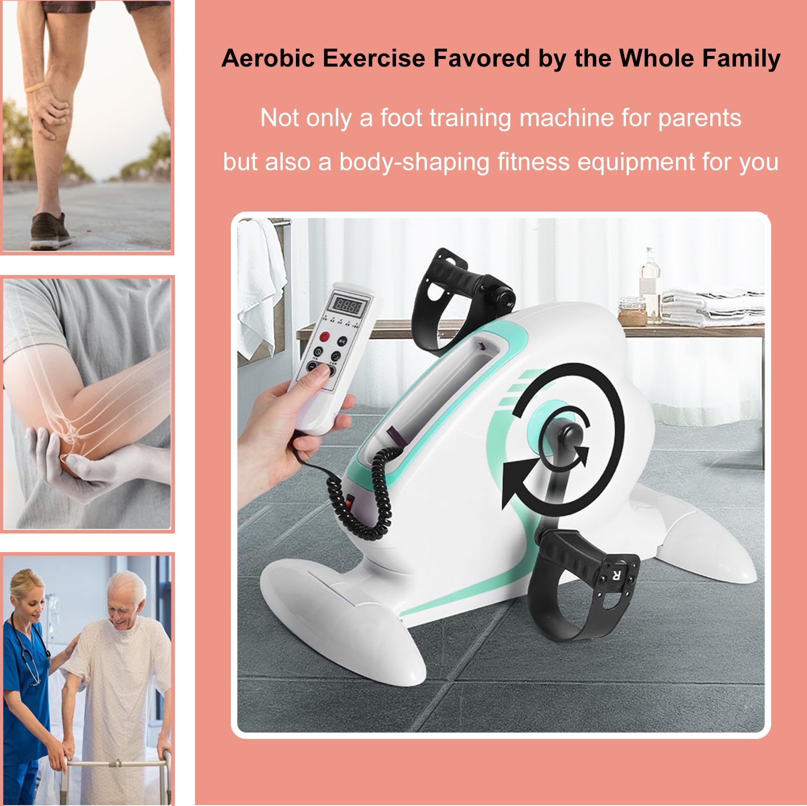 Elektryczny mini rower treningowy/stepper z pedałami, odpowiedni dla seniorów, regulowany i przenośny rower treningowy, sprzęt rehabilitacyjny, mini trenażer rowerowy