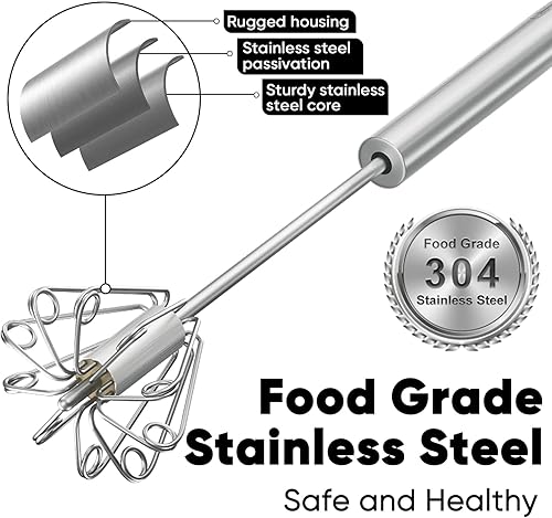 Miniatura 6 de Newness Batidor de huevo batidora de mano de acero inoxidable para el hogar herramienta versátil para batidor de huevos espumador de leche agitador