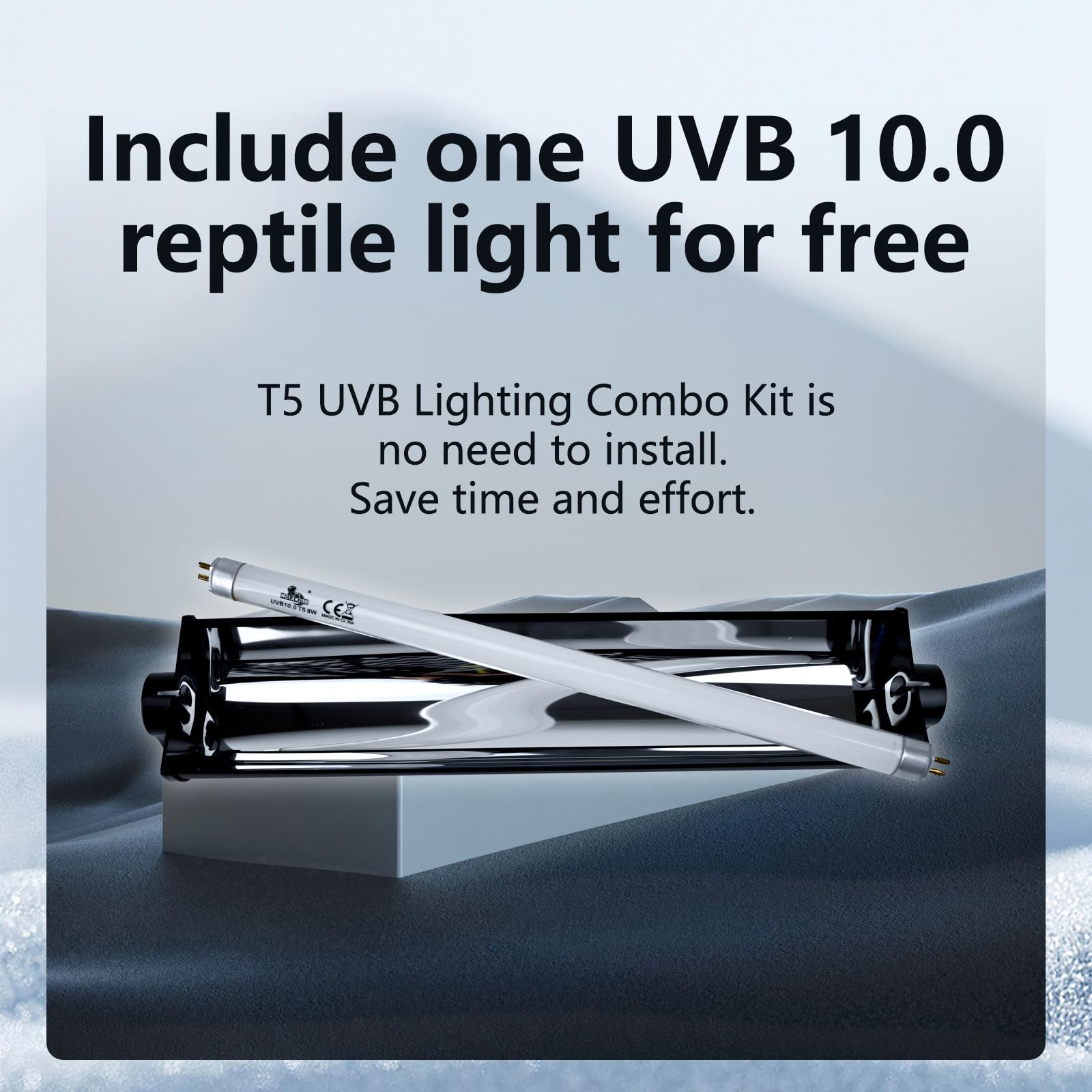 T5 UVB Lighting Combo Kit for Reptiles,8W Light Fixture with Desert 10.0 T5 UVB Light Bulbs Terrarium Hood Heat Lamp for Breaded Dragon,Turtle,Frog,Lizard,Tortoise,Gecko,Snake - image 7