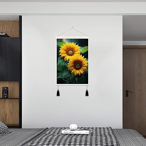Miniatura 3 de Pósteres colgantes con patrón de girasol, pintura artística de lienzo y lino, decoración moderna para el hogar, sala de estar, dormitorio, baño,