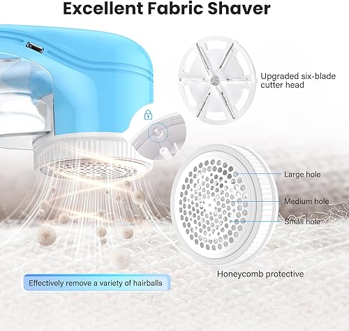 Miniatura 2 de Afeitadora de tela, removedor de pelusas para ropa, removedor de pelusa eléctrico recargable, removedor de píldoras con 3 cuchillas reemplazables,