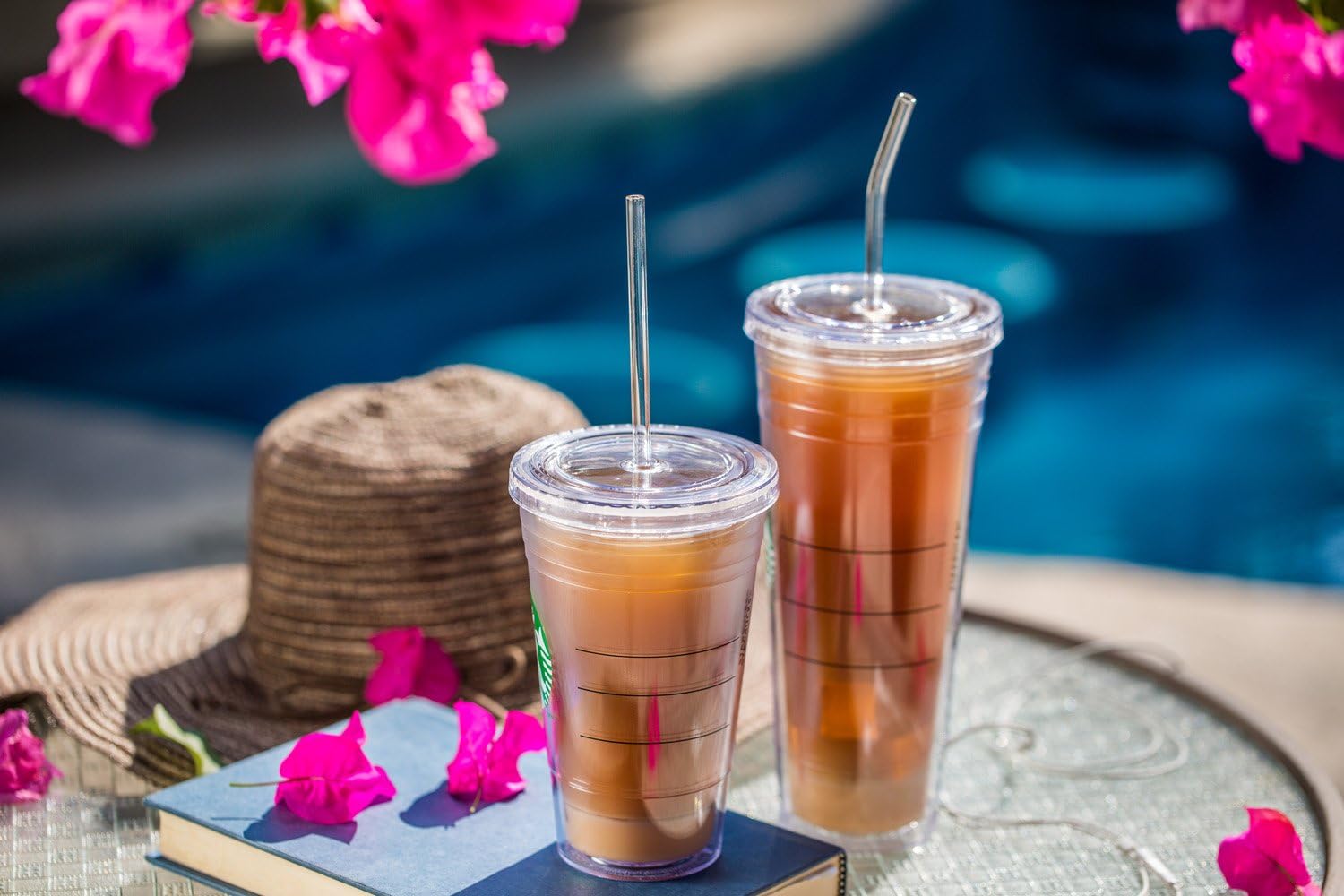 Hummingbird Glass Straws Little Sipper 6" x 7mm Made With Pride In The USA - Perfect Reusable Straw For Coffee, Tea, Wine, Juice, Water, Essential Oils - 4 Pack With Cleaning Brush