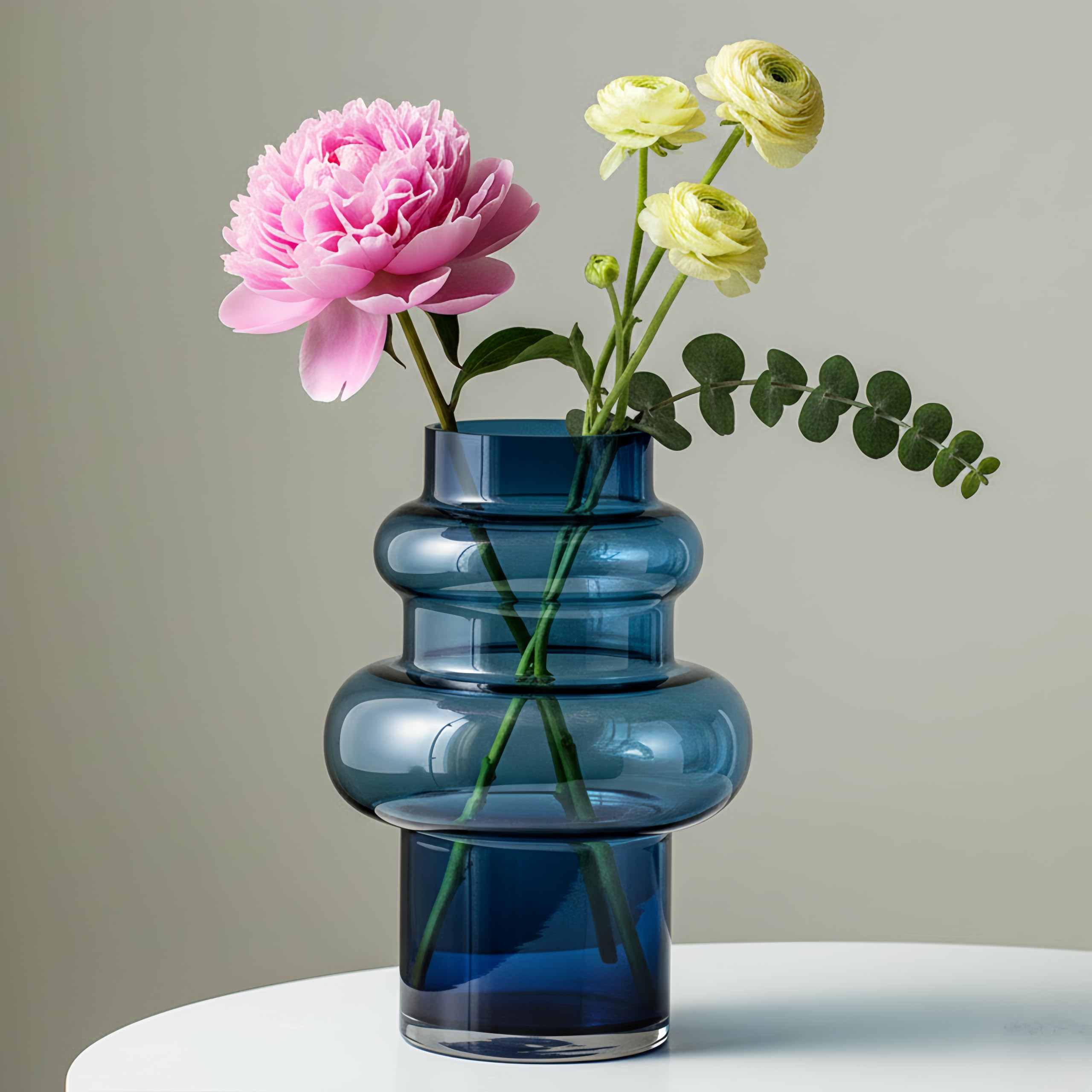 Amazon.com: Lvases Clear Blue Bubble Glass Flower Vase, Modern