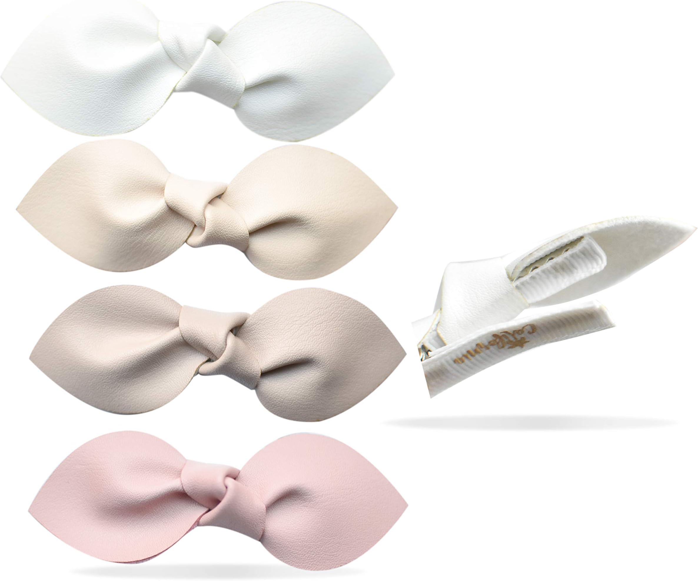Non Slip Fully Lined Alligator Faux Leather Bow Hair Clips in Assorted Pack (Organic Set)