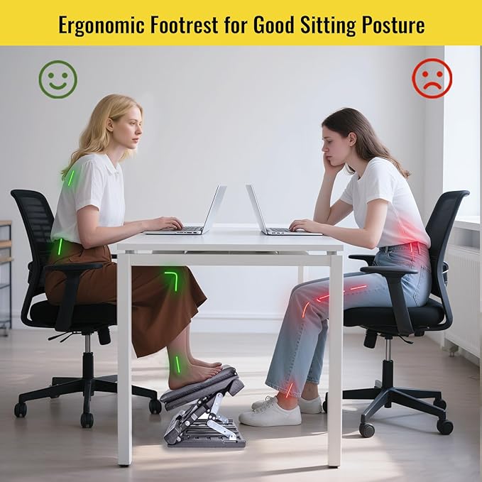 Reposapiés Ergonómico Ajustable para Oficina y Gaming Negro miniatura 6