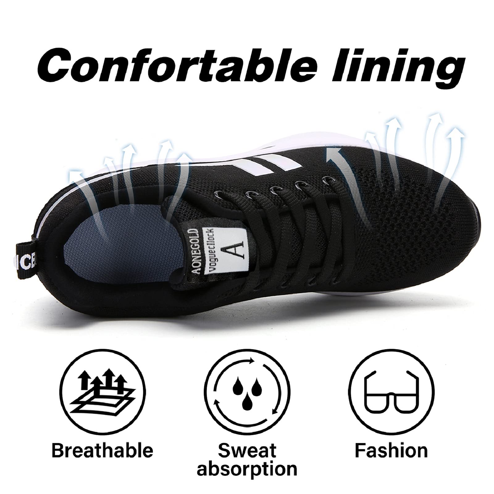 AONEGOLD Sneakers Donna Zeppa Scarpe da Ginnastica Sportive Running Fitness Casual Tacco Zeppa 8.5 CM