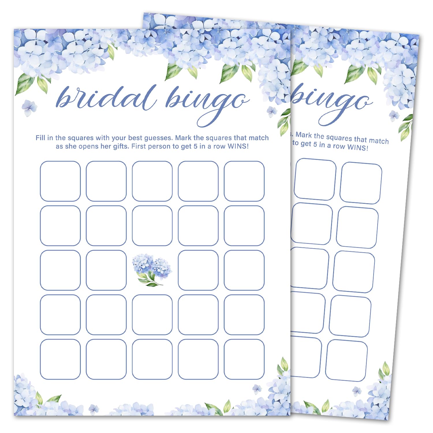 oayGnay Bridal Shower Games, Bridal Bingo, Blue Hydrangea Wedding Shower Game Cards, Bridal Shower Games 25 Guests for Wedding Party, Minimalist Engagement Party Supplies (5"x7") -13