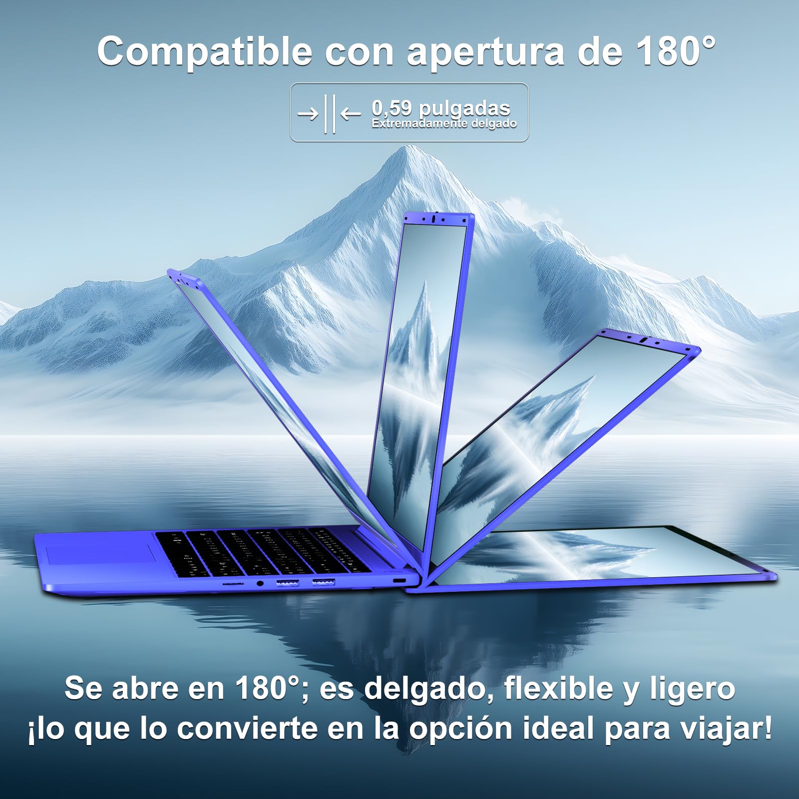 Ordenador Portátil 14 Pulgadas Celeron N5095 Upto 2,9 GHz Portatiles 8GB RAM 256GB SSD TF 1TB LPDDR4 Win11 5G WiFi 1920*1080 FHD mini HDMl Laptop Película Protectora Español - Morado Cuerpo Metálico5