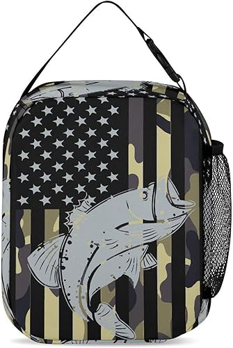 Miniatura 3 de Patriotic Bass Fishing Insulated Lunch Bag for Women Men Reusable Lunch Box Tote Bag for Work Travel