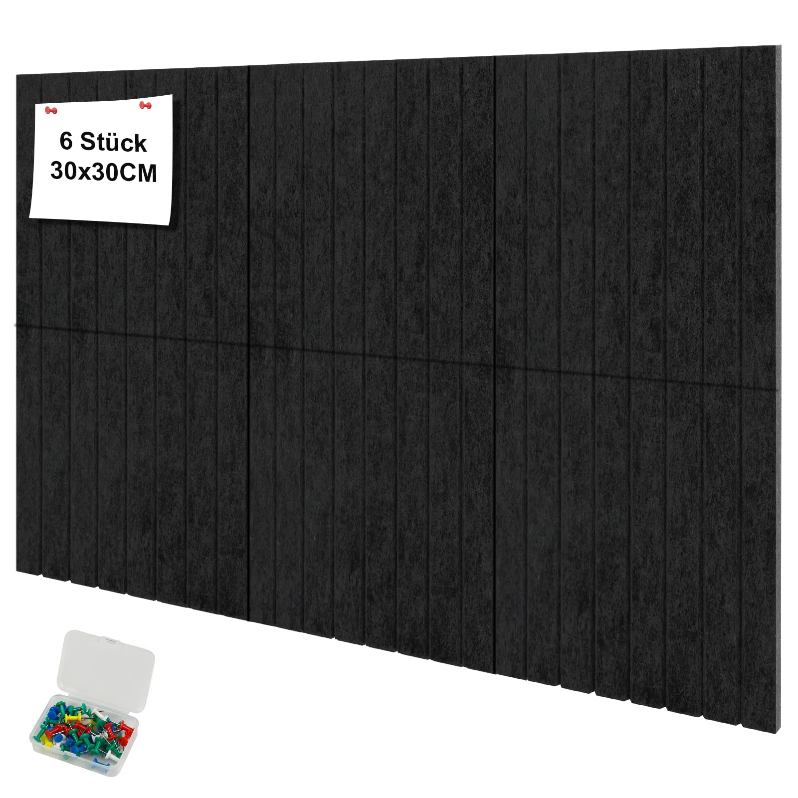 YFLeomry 60x90cm Large Cork Board Felt Wall Tiles, 6 Pack 30x30 cm Felt Board, 0.9cm Thick Foldable Photo Display Bulletin Board with Self-Adhesive Tape for School Office Walls(Dark Gray)