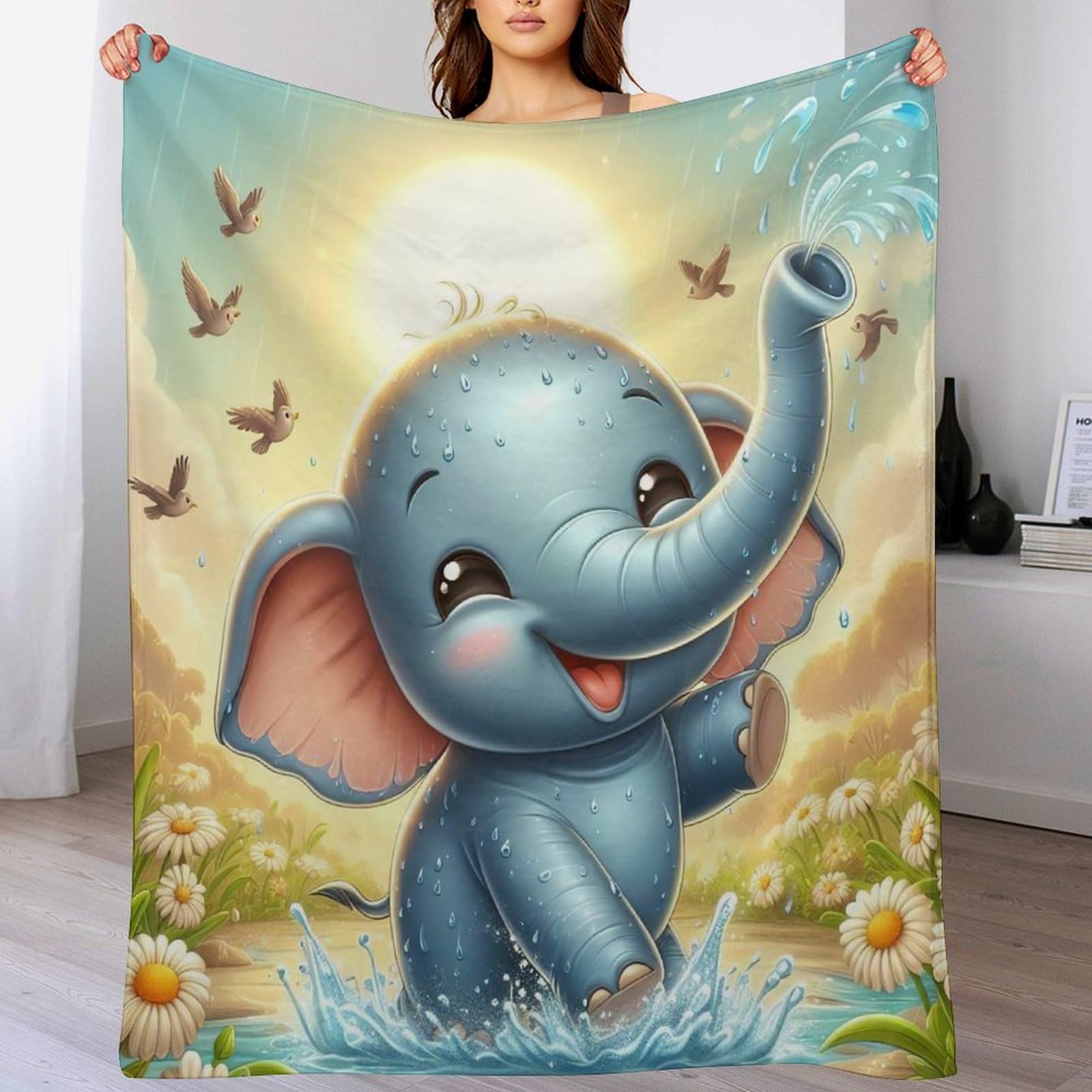 Manta de elefante de tacto cálido ideal para regalar a familiares y amigos