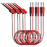 3 Pairs 4mm Banana Plug to Test Hook Clip Test Lead 22AWG Multimeter Electrical Test Jumper Wire 1m/39.37inch (3 Red+3 Black)