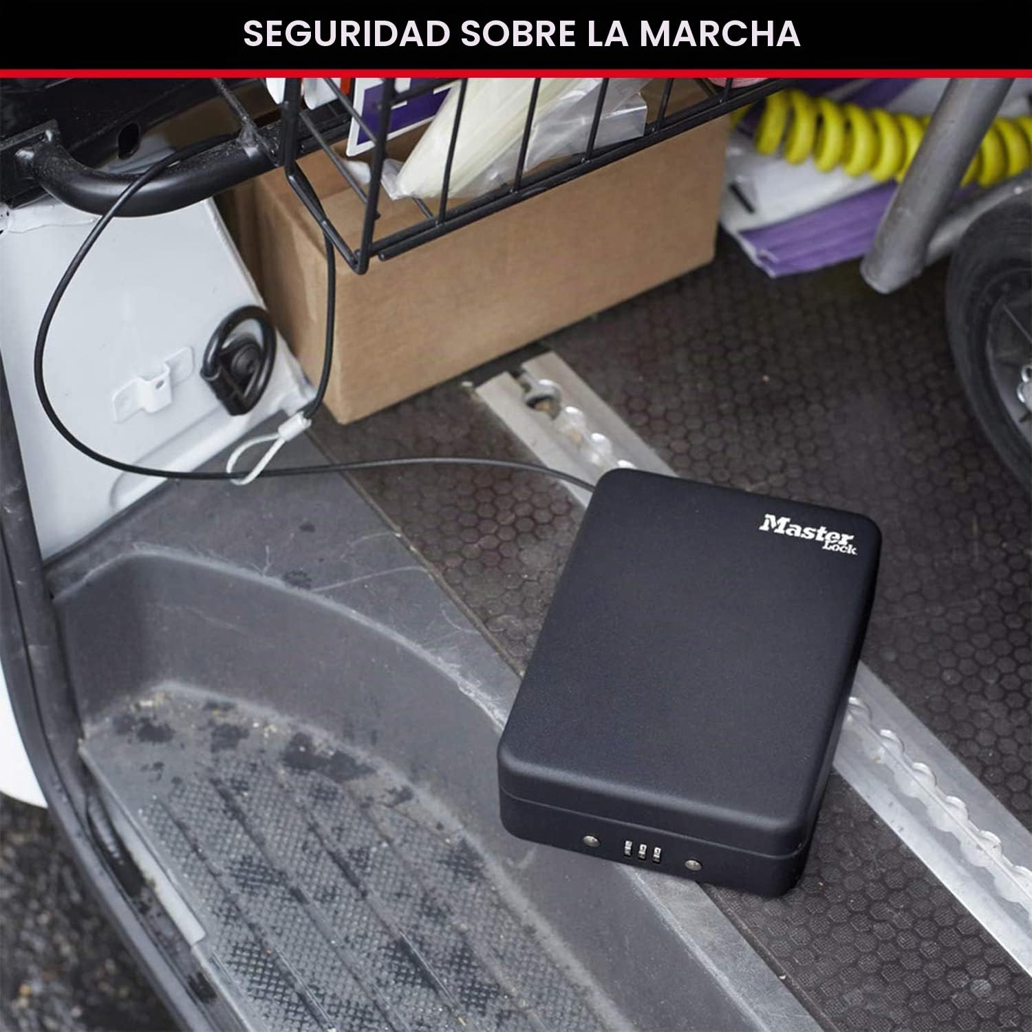 MASTER LOCK Caja Fuerte Compacta [Combinación] [con Cable] P005CEURBLKHRO - Ideal para Objetos de valor, Smartphone, Pequeños