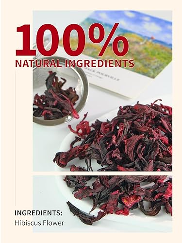 Miniatura 2 de TeeLux Té de hibisco de hojas sueltas, té de hierbas secas de flores de hibisco, cortado y tamizado, refrescante sabor agrio, sin cafeína, té