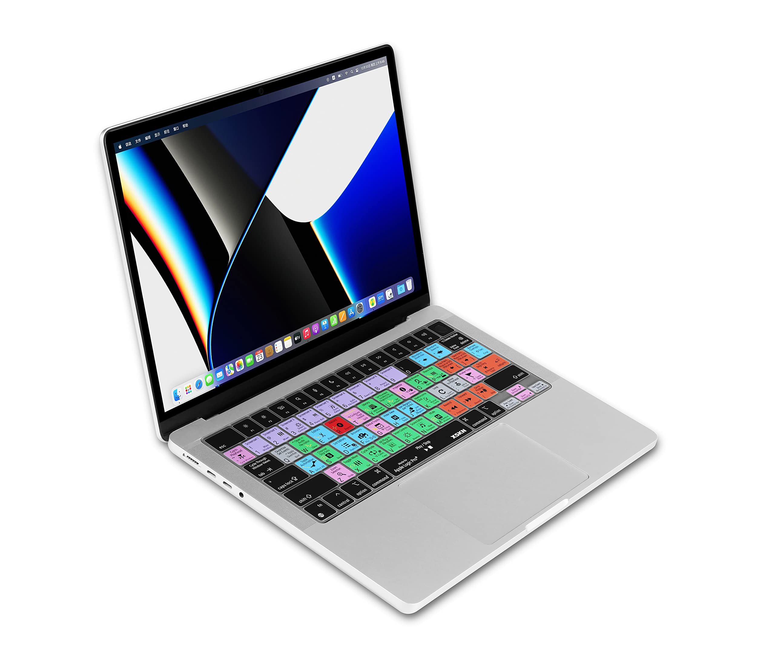 XSKN Silicone Keyboard Cover Skin for 2021 Apple MacBook Pro M1 Pro / M1 MAX Chip with Touch ID 14.2-inch Model A2442 16.2-inch Model A2485 (Shortcuts Logic Pro - US Version Keyboard)