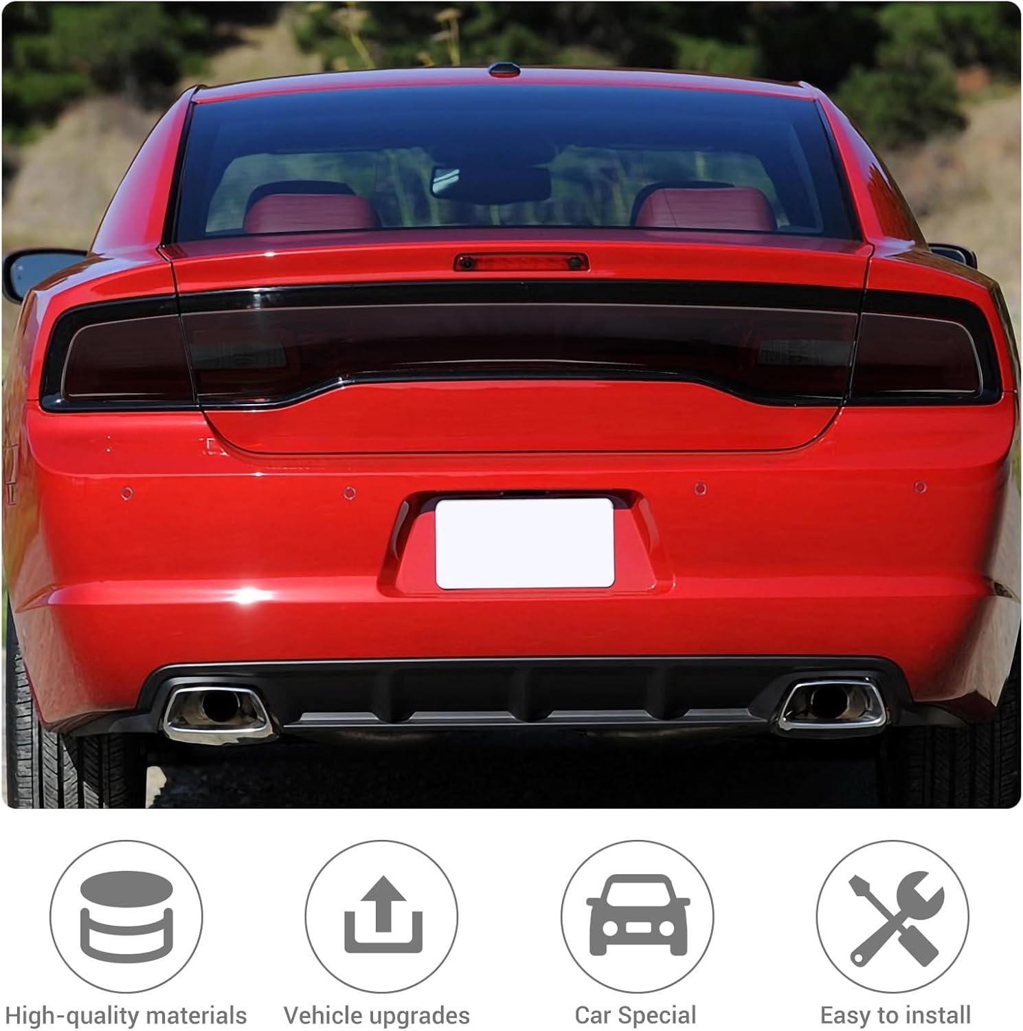 JeCar Tail Light Cover Smoked Tail Light Guard for 2011 2012 2013 2014 Dodge Charger Exterior Accessories