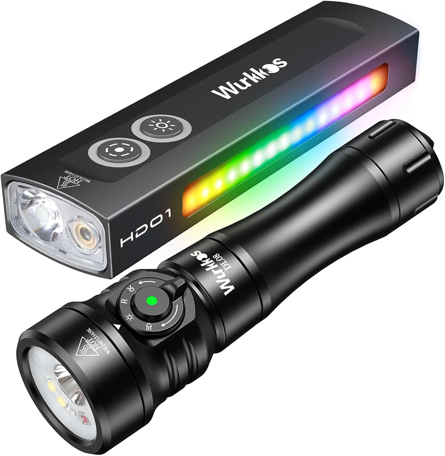 Wurkkos HD01 Flat EDC Flashlight and DL08 Dive Light side by side