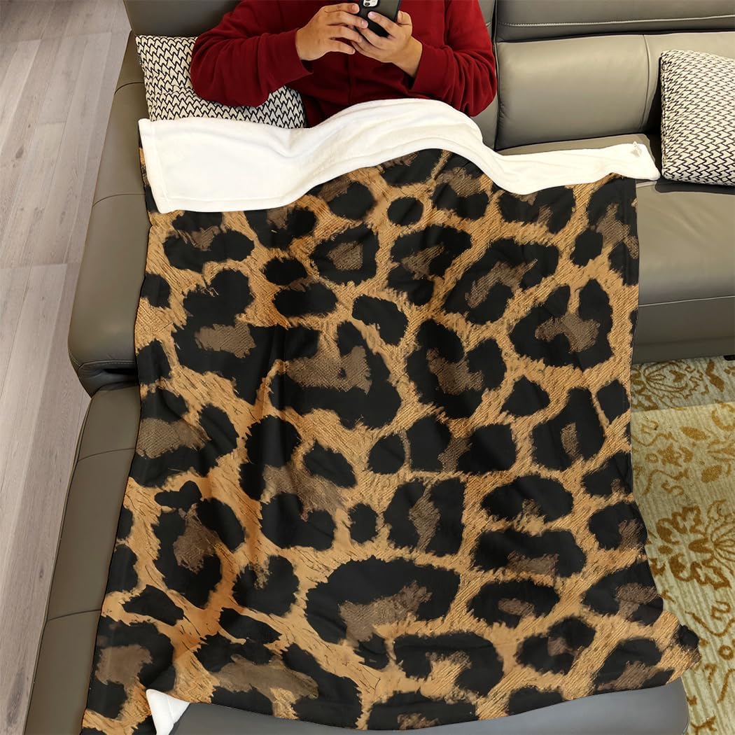 60"x80" Classic Leopard Print Blanket - Soft Fleece Throw, Wild Style for Home Decor - Image 4