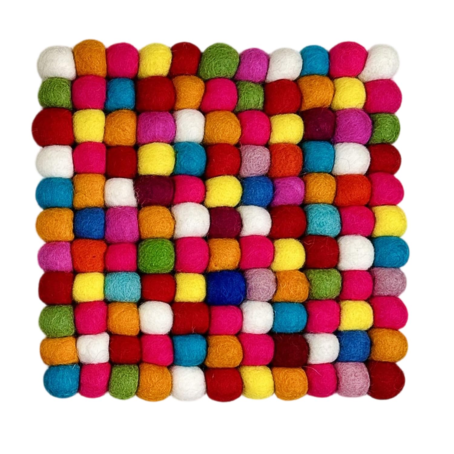 Arrderly Colour Felt Ball Coasters, Home Pot Coasters, Felt Coasters For Cups, Pots, Pans And Cups, Hand-Felted In Nepal, Pack Of 1