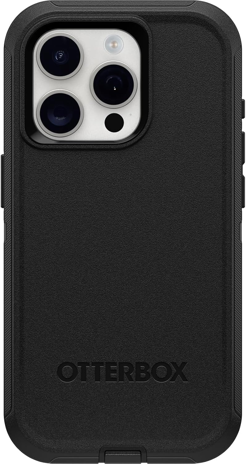 OtterBox iPhone 15 Pro (Only) - Defender Series Case - Black - Case Only - Screenless - Rugged & Durable - with Port Protection - Non-Retail Packaging