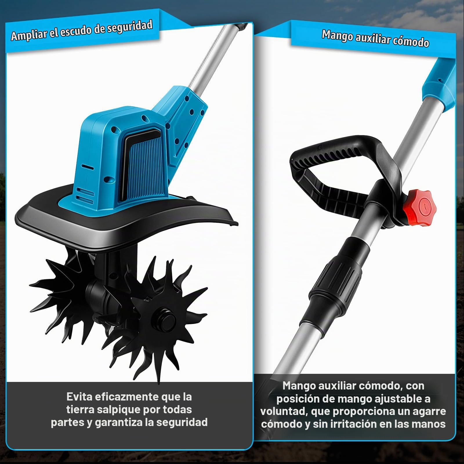 Motocicleta eléctrica para batería Makita 18 V, Motoazada Bateria con Rodillo Doble 4 Cuchillas, 330 RPM, 20 cm de Ancho y 15 cm de Profundidad, Motoazada para Huertos y Patios (sin batería)