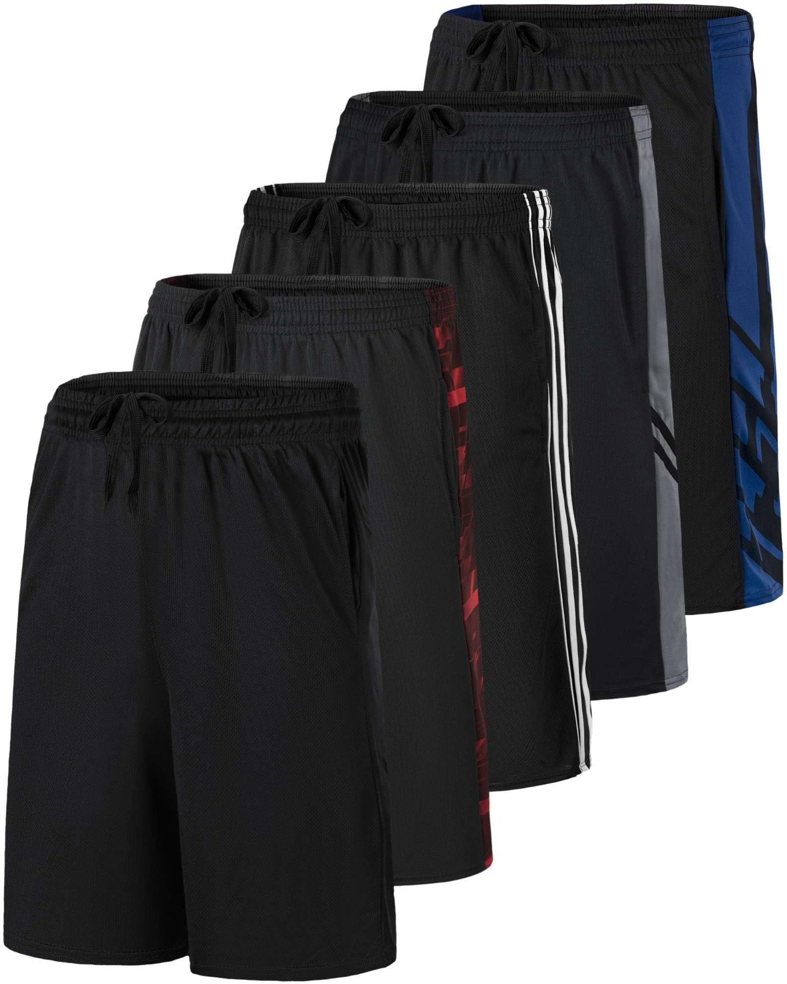 5 Pack Men's Mesh Shorts 9" Long Athletic Running Workout Gym Basketball