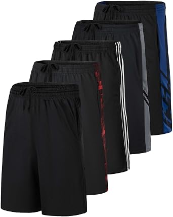 Real Essentials Men's Re Men's Mesh Shorts Shorts | Elastic Drawstring Waistband, Casual, Lounge, Outdoor Shorts with Pockets, Moisture Wicking, Cooling, Quick Dry, Activewear
